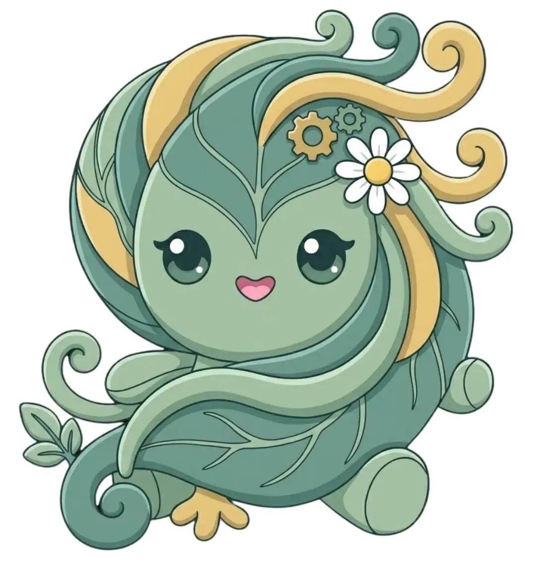 Illustration colorisée et aboutie de Floribule, le petit esprit de la nature imaginé par Cindy Gunther
