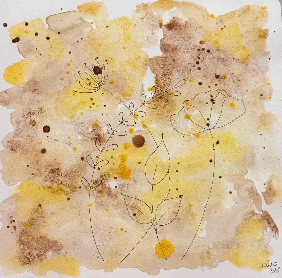 Atelier de peinture intuitive réalisé à partir de café, de thé, de curcuma et de cannelle. - atelier Cindy Gunther